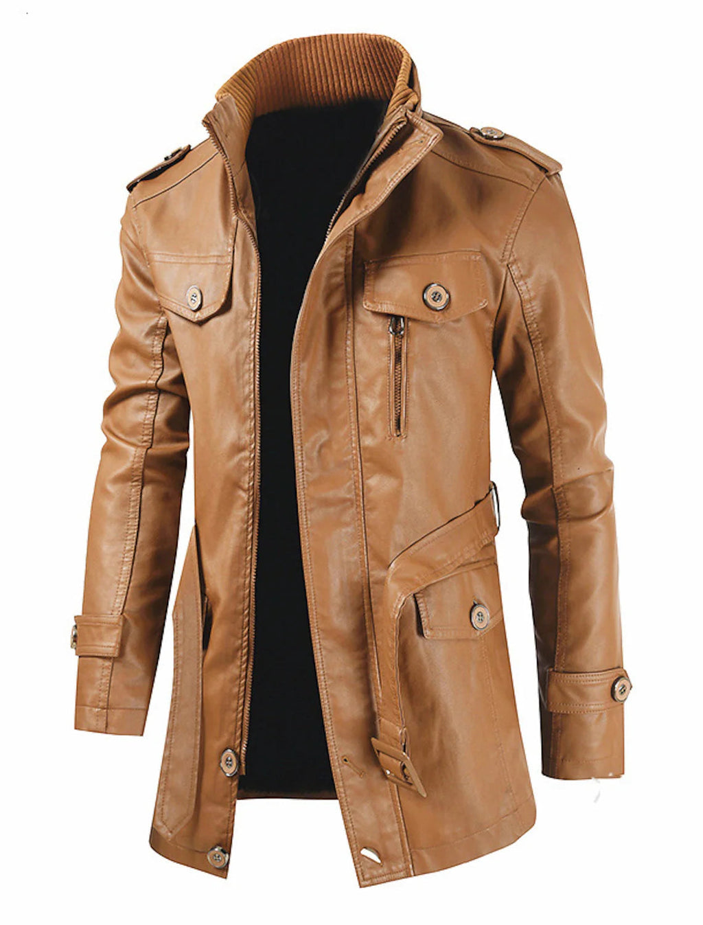 Herren Lange Jacke | Mit Reißverschluss und Taschen