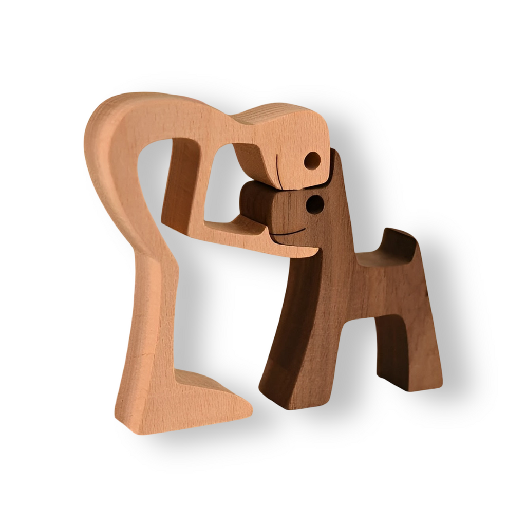 Holzfigur – Handgeschnitzte Mensch und Hund Skulptur 9