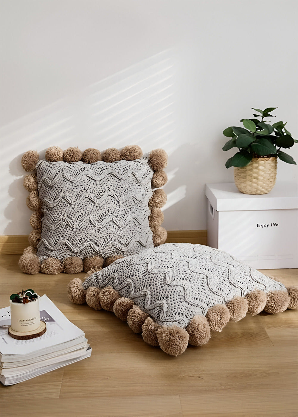Kissenbezug – Pompon-Strickdesign Für Sofas Und Betten 4