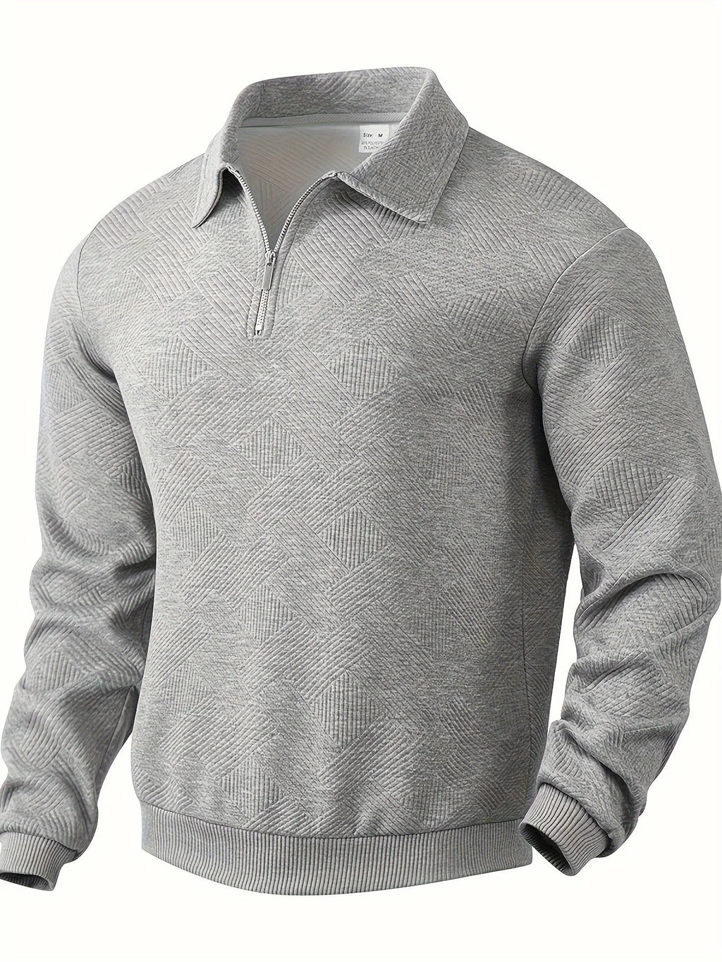 Herren-Strickpullover mit Viertelreißverschluss und geometrischem Muster