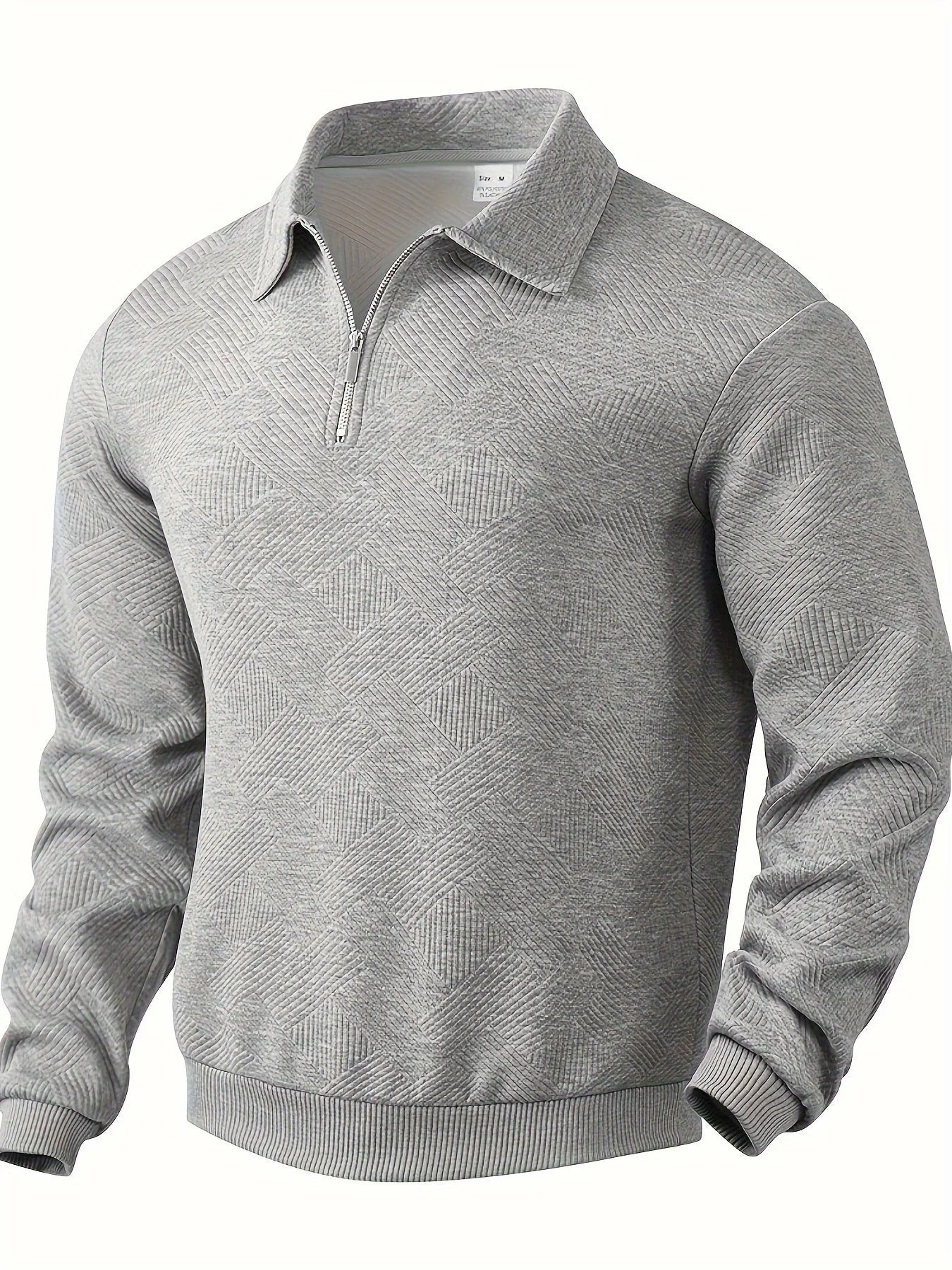 Herren-Strickpullover mit Viertelreißverschluss und geometrischem Muster