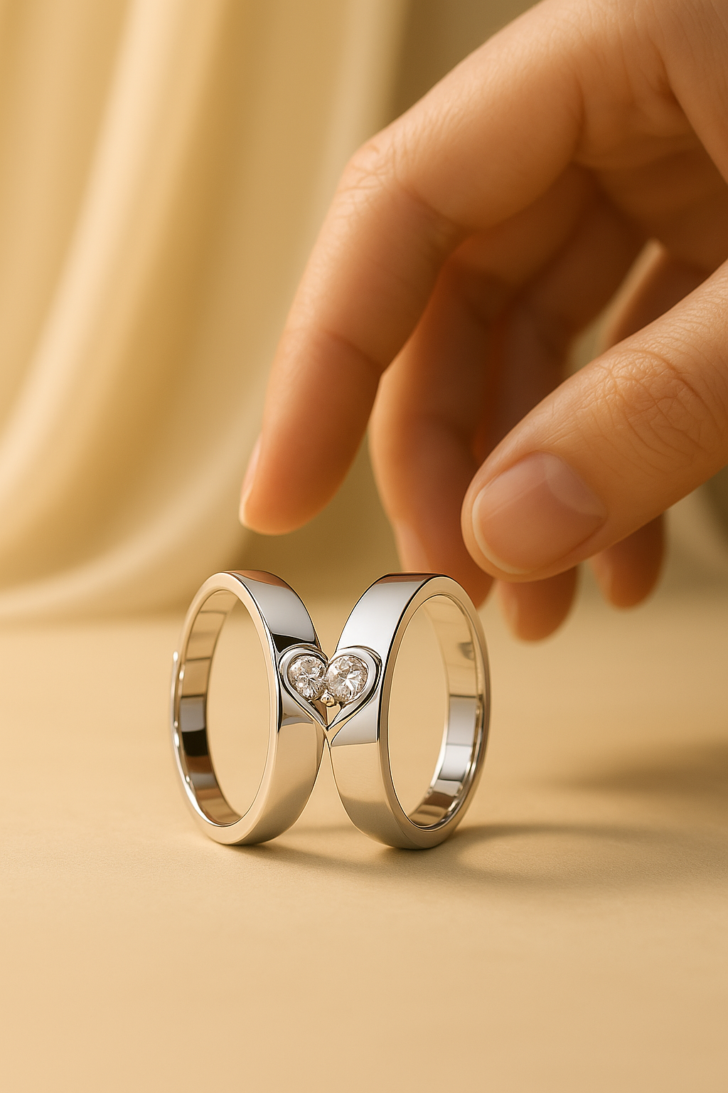 Paar-Set mit passenden herzförmigen Verlobungsringen 2