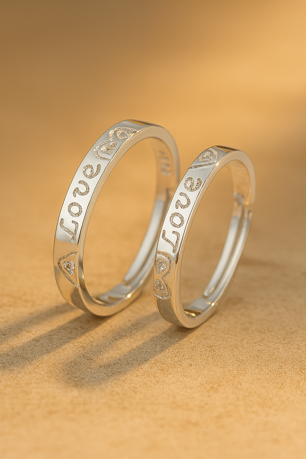 Paar-Set mit passenden herzförmigen Verlobungsringen 4