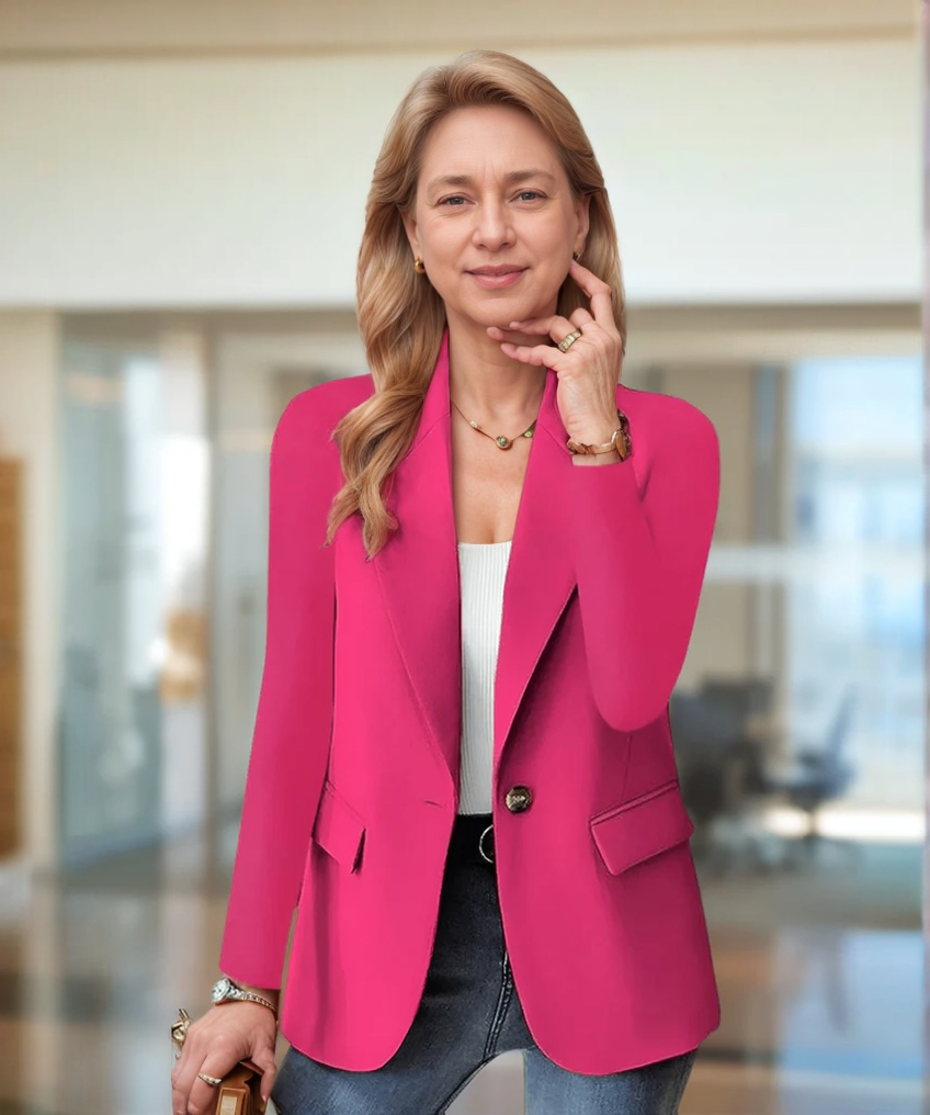 Taillierter Damenblazer mit Revers für Frühling und Herbst 2