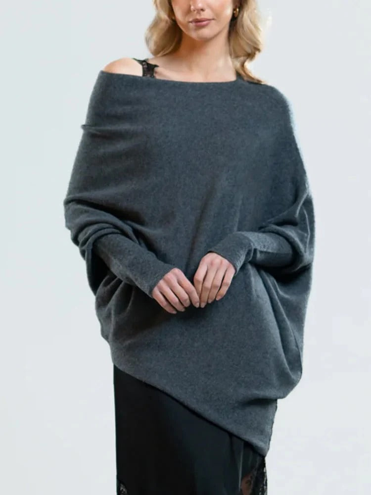 Damen-Winterpullover mit einem Schulterausschnitt