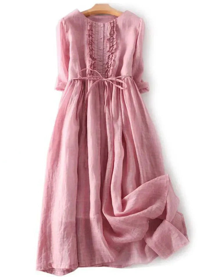 Florales Midikleid mit Bindegürtel für Damen