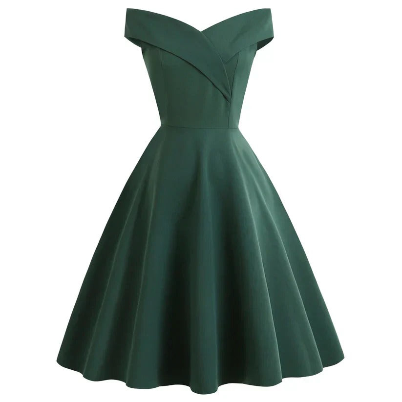 Schulterfreies Midikleid mit A-Linie für Damen