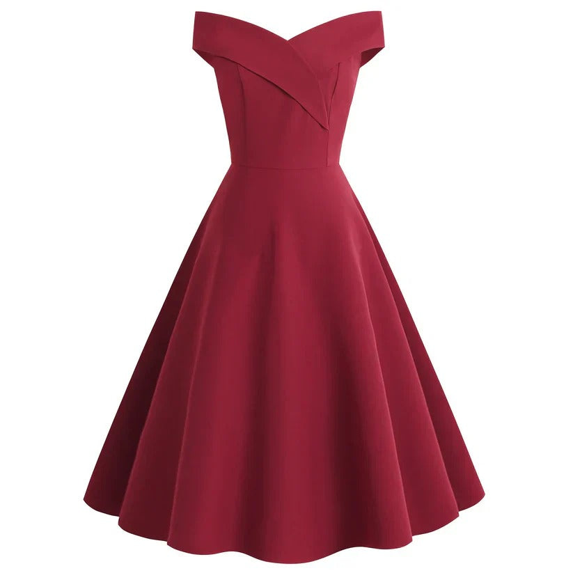 Schulterfreies Midikleid mit A-Linie für Damen