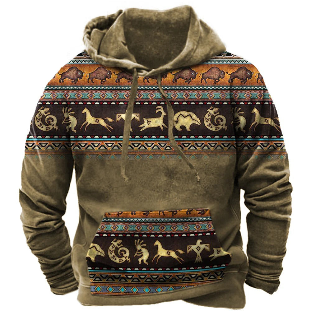 Langärmeliger Herren-Hoodie mit Kontrastnähten