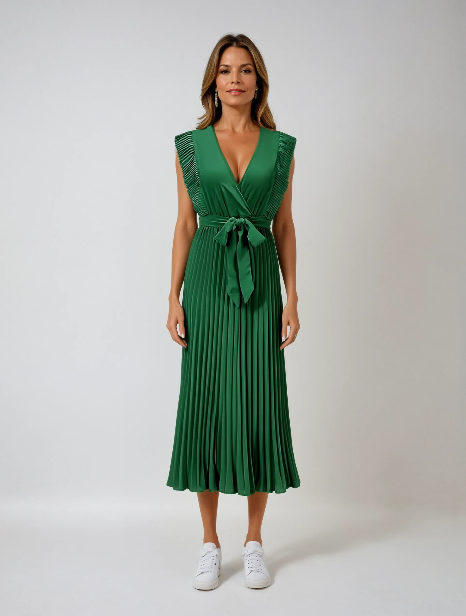 Schulterfreies Midikleid mit Knopfleiste für Damen