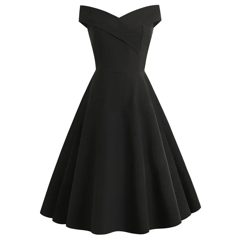 Schulterfreies Midikleid mit A-Linie für Damen